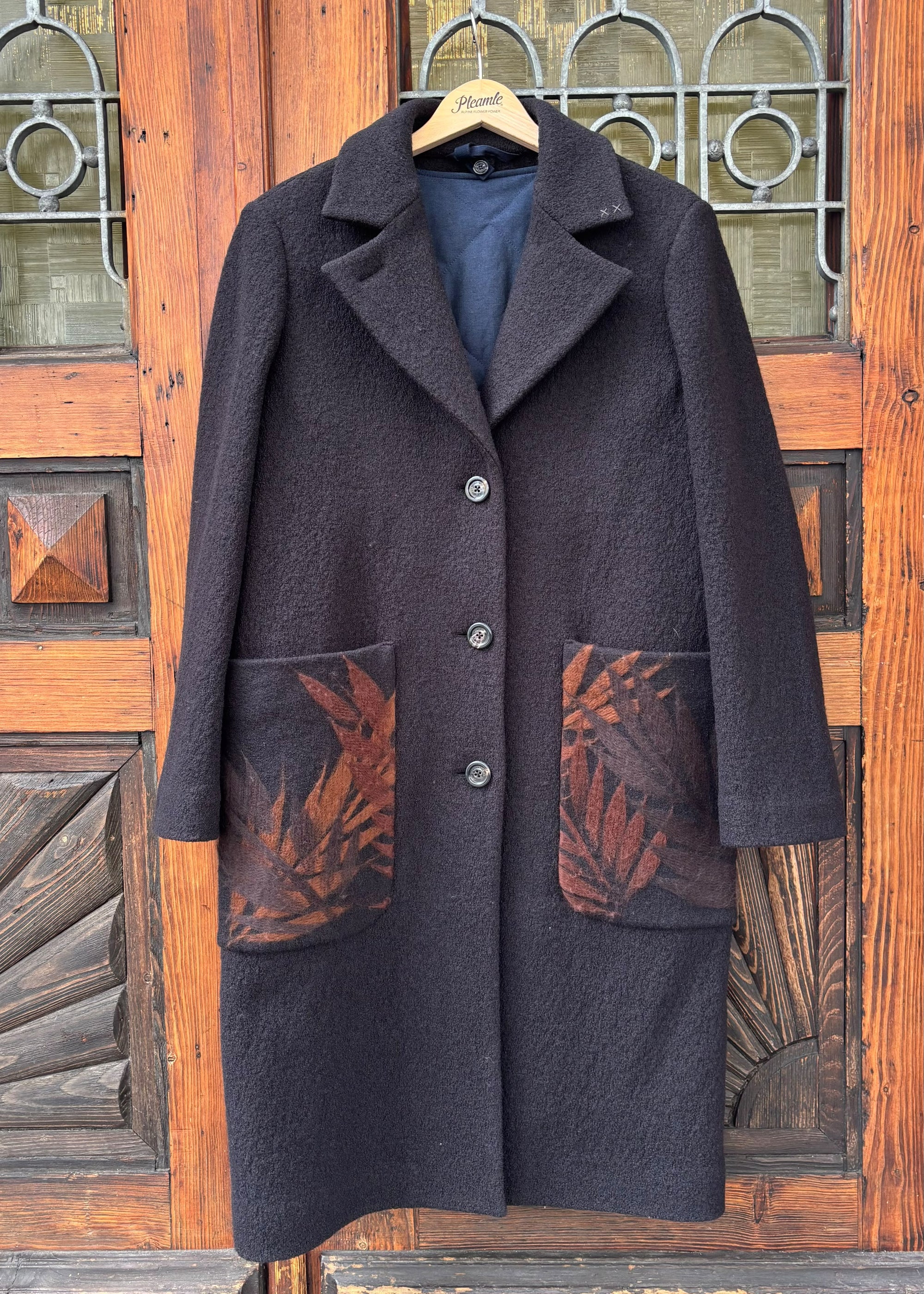 Boiled Wool Coat Black Brown