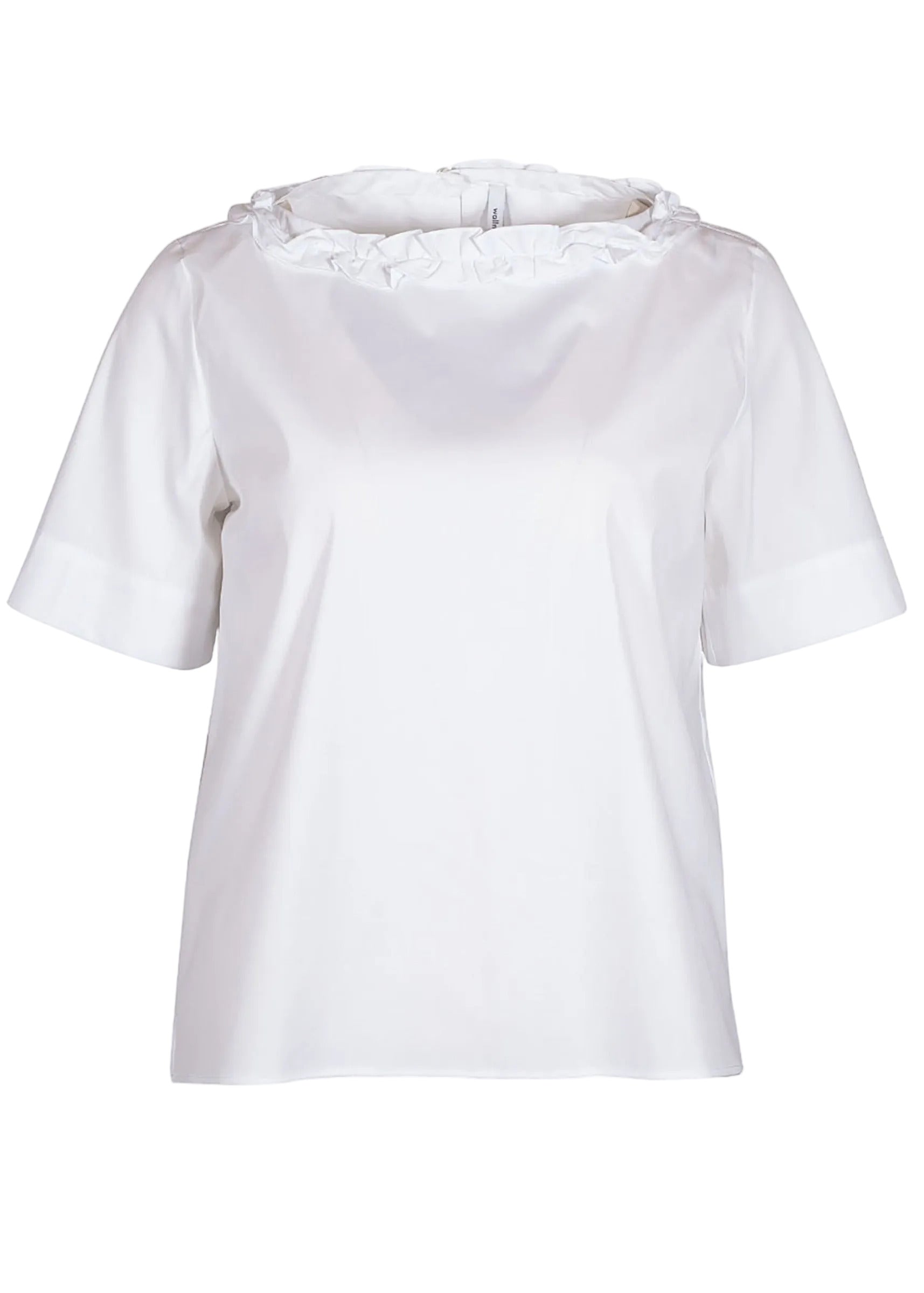 Wallmann Bluse Kurzarm Weiß Rüsche