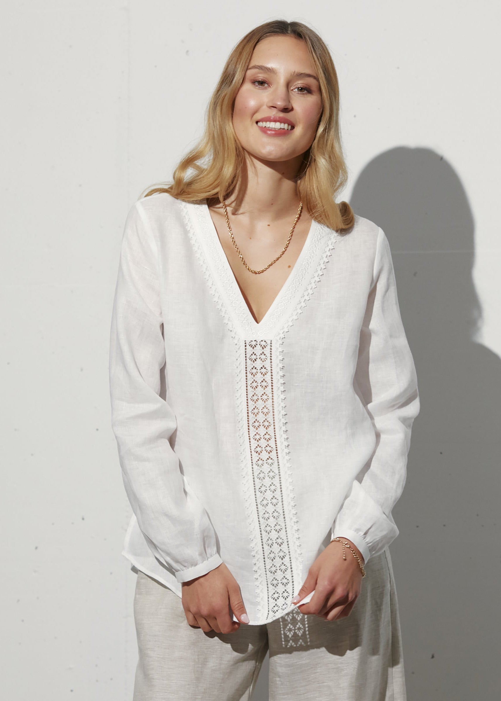 Wallmann Bluse Langarm Weiß