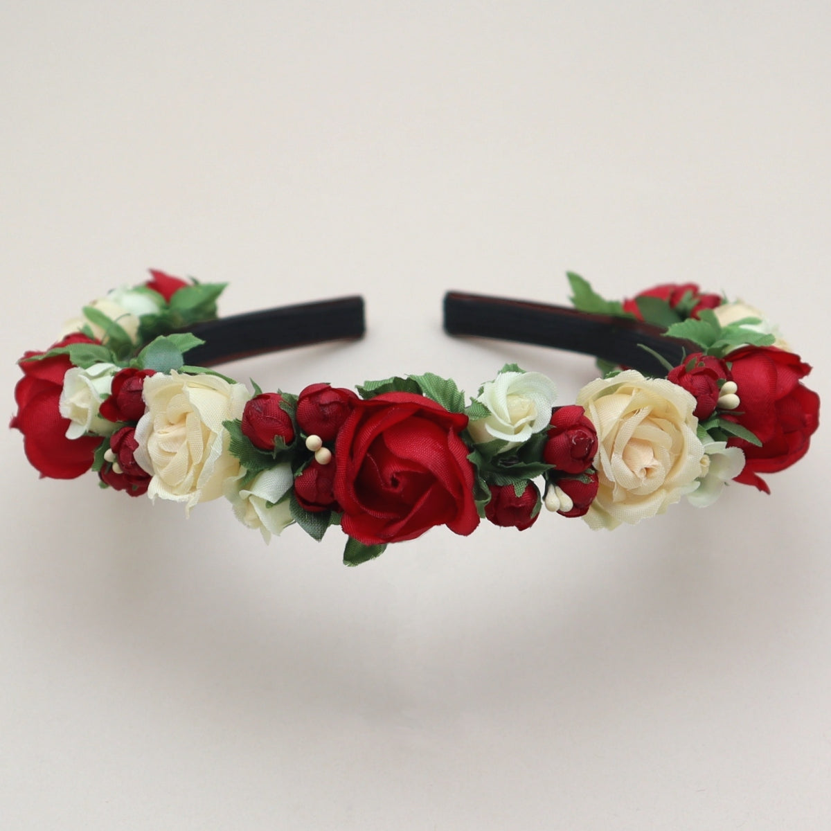 Rasp Knospen Rosen Haarreifen Rot/Creme