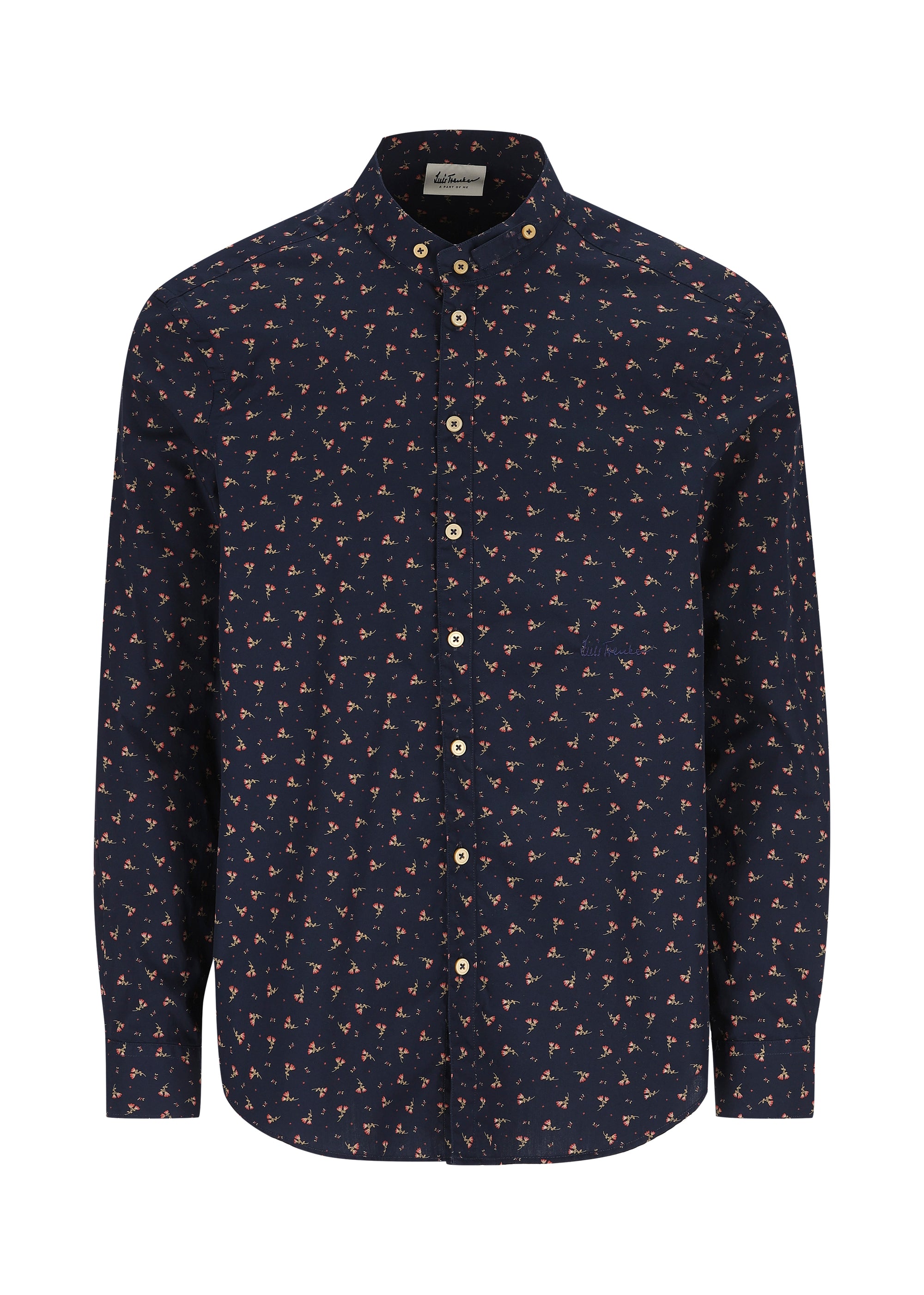 Luis Trenker Herren Hemd Lubernet Micro Muster Blau