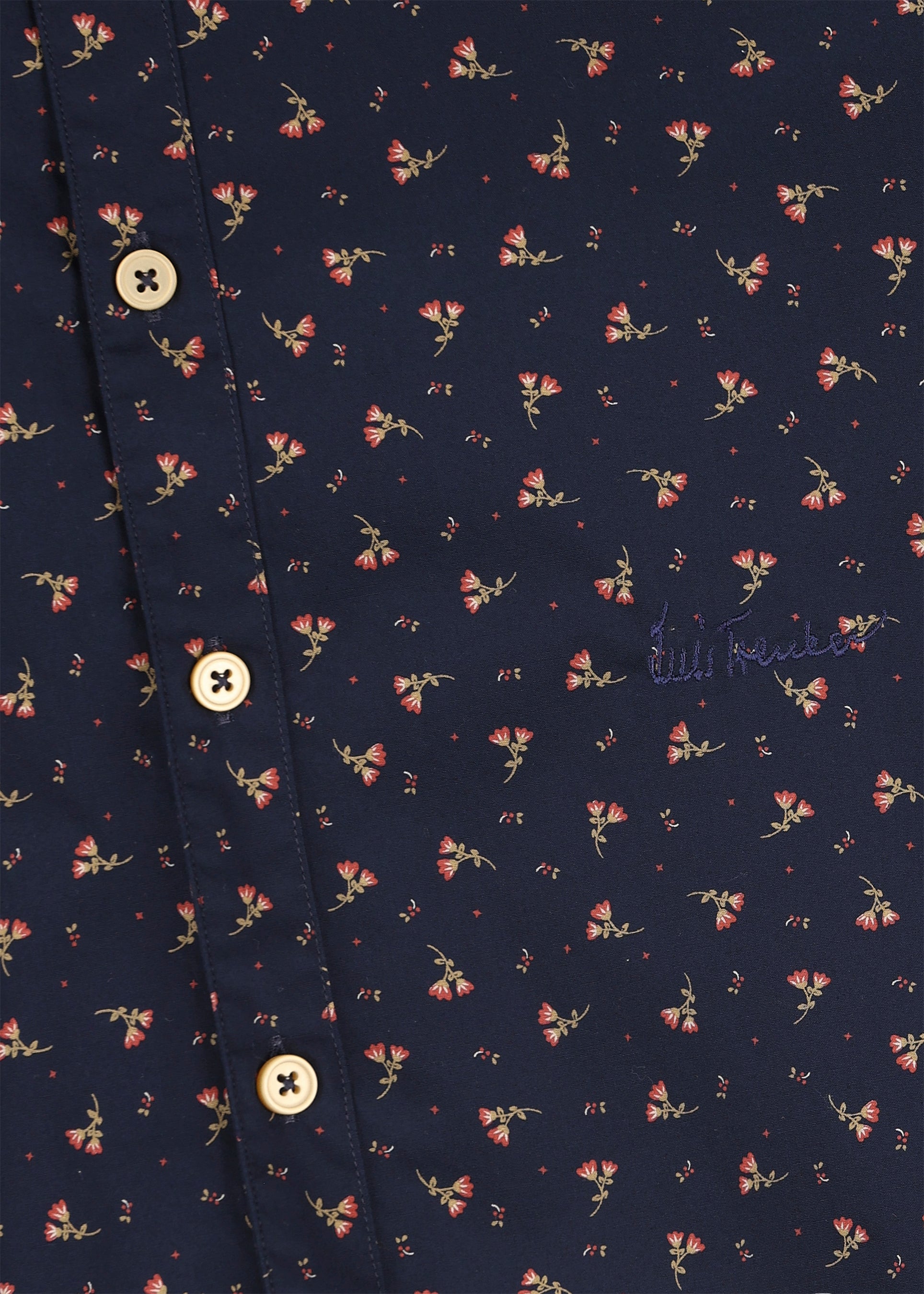 Luis Trenker Herren Hemd Lubernet Micro Muster Blau