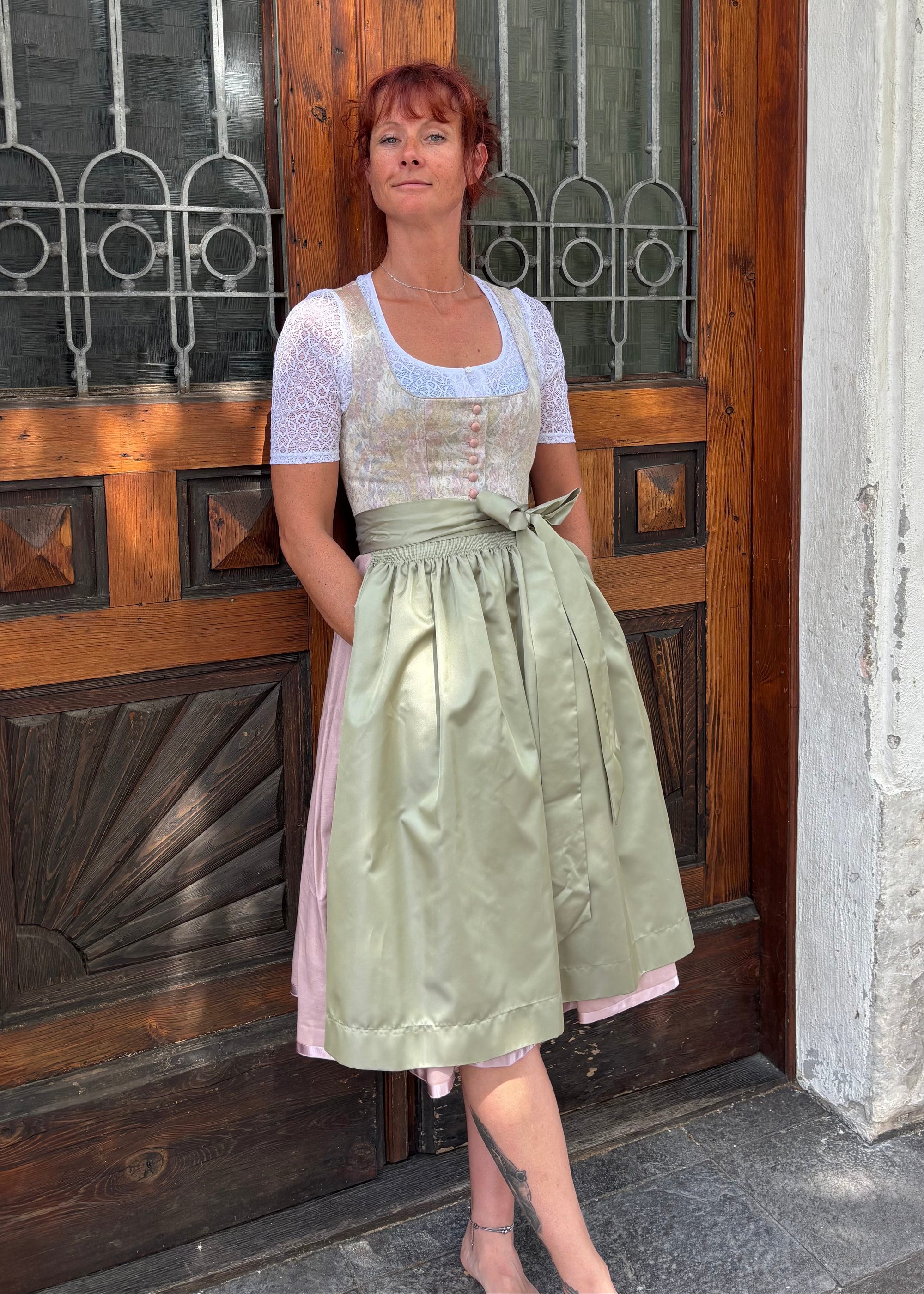 Hammerschmid Damen Dirndl Pillersee Altrosa/Hellgrün