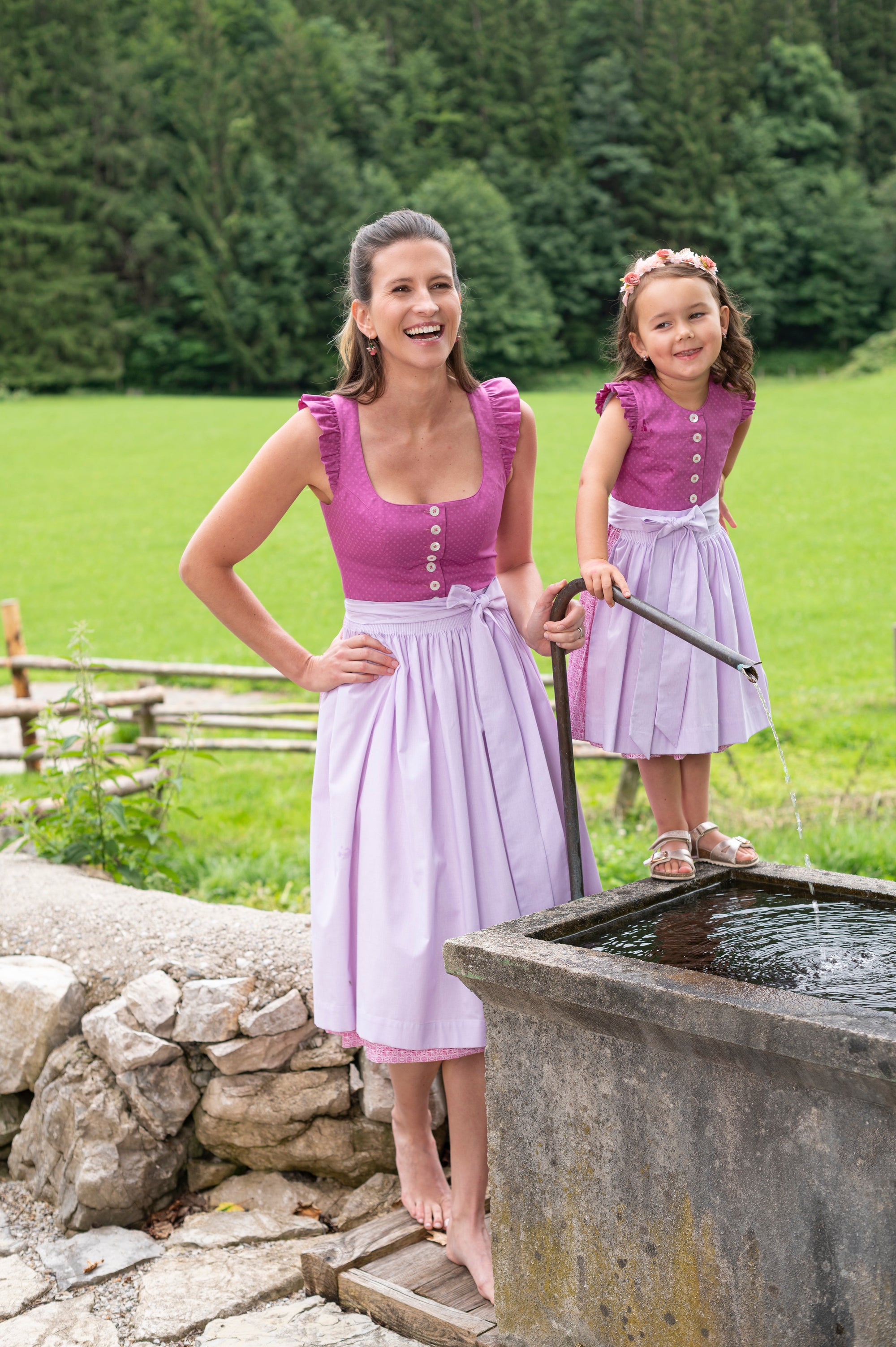Hammerschmid Damen Dirndl Ledrosee Pink