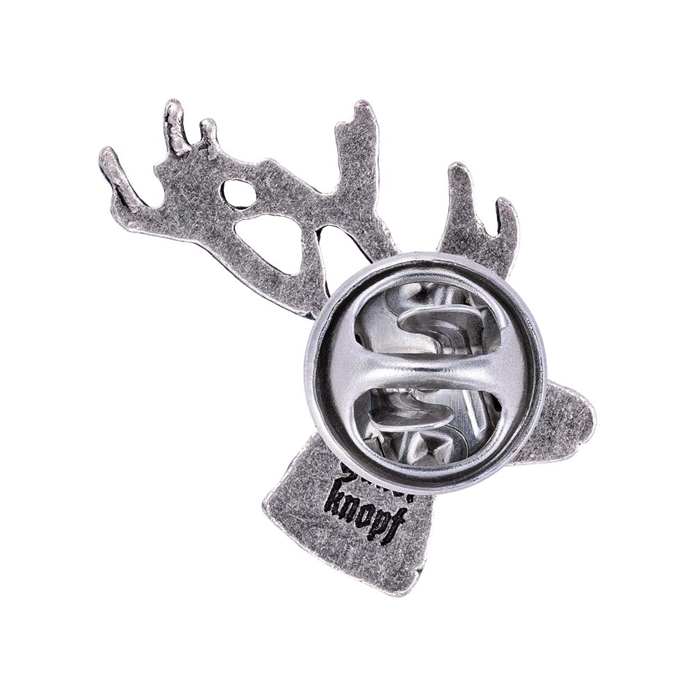 Gaudiknopf Hirsch Pin Altsilber