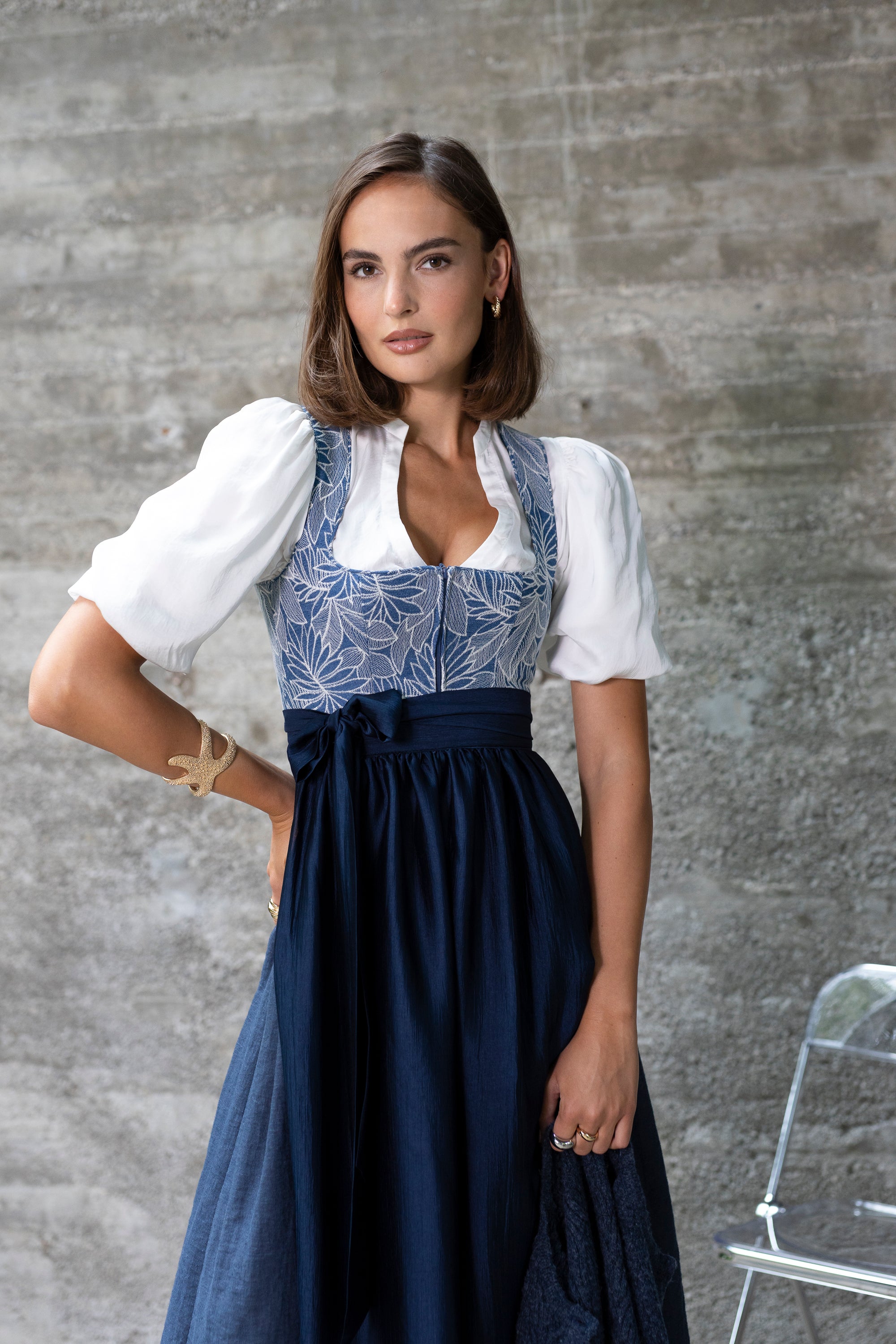 Marjo Dirndl Vandoria Vintage Blue 80cm