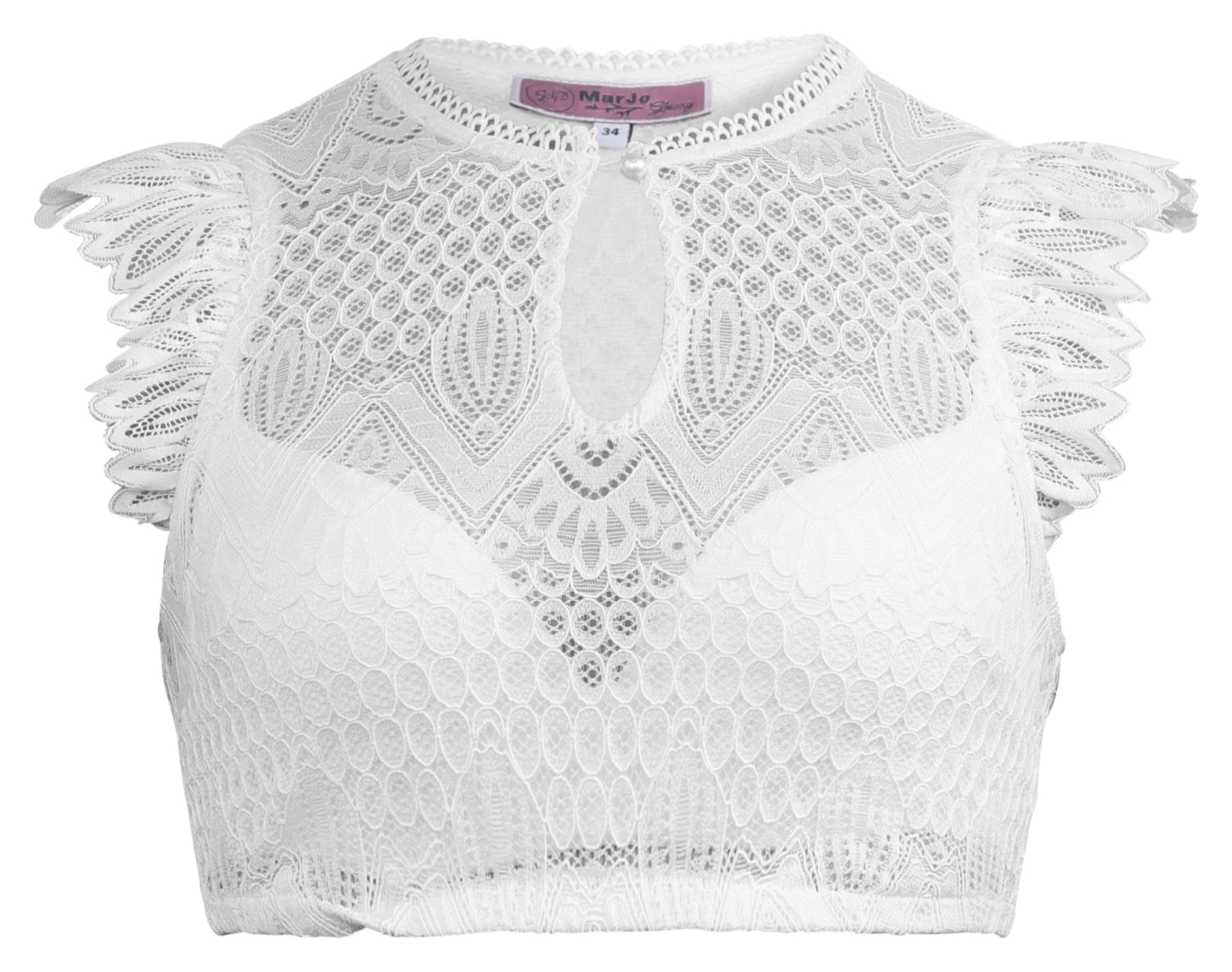 MarJo Damen Dirndlbluse Neudörfl Weiß