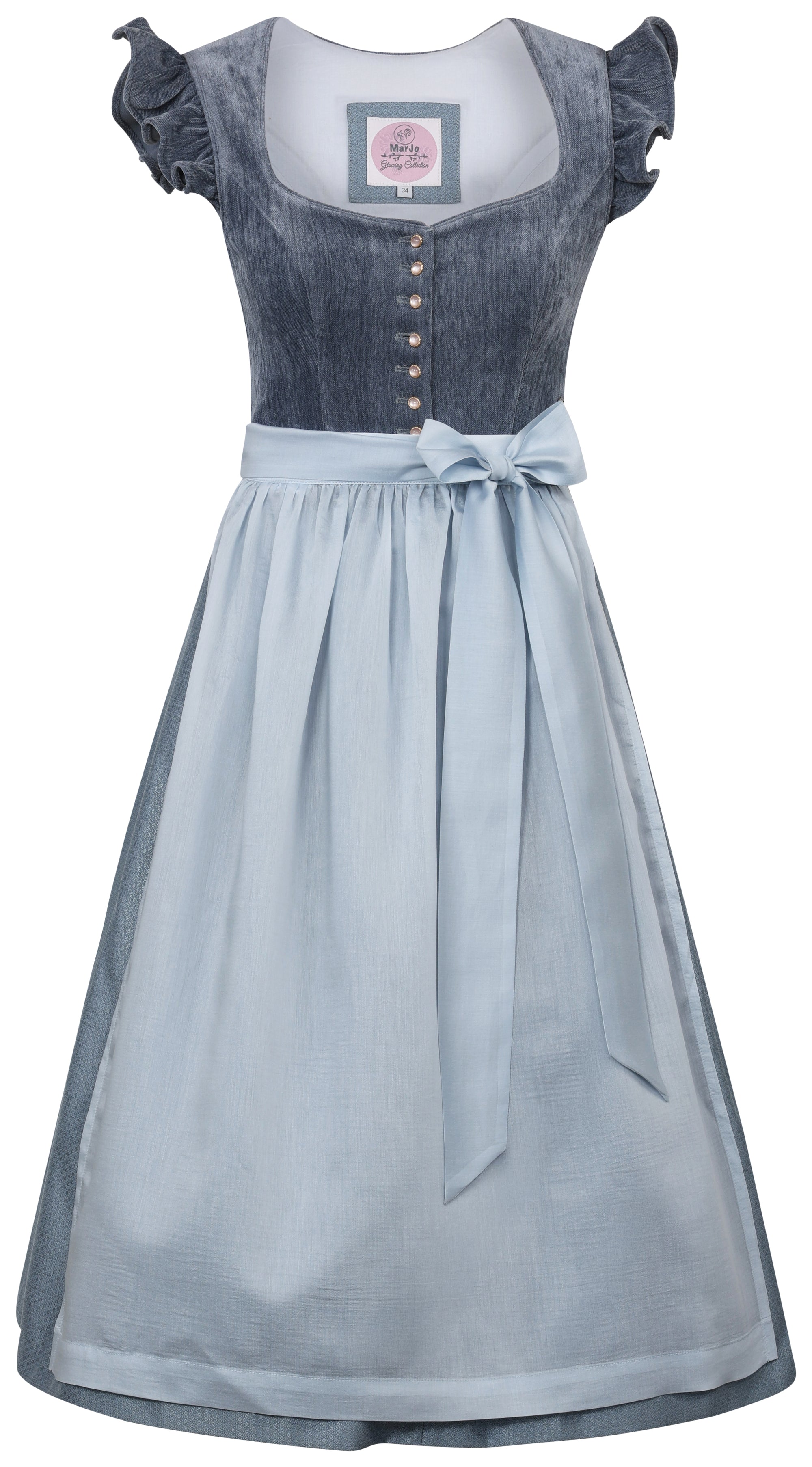 Marjo Dirndl Hochwinkel Himmelblau 75cm