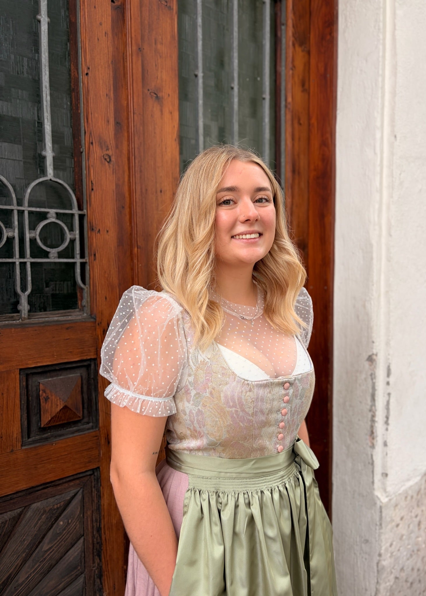 Hammerschmid Damen Dirndl Pillersee Altrosa/Hellgrün