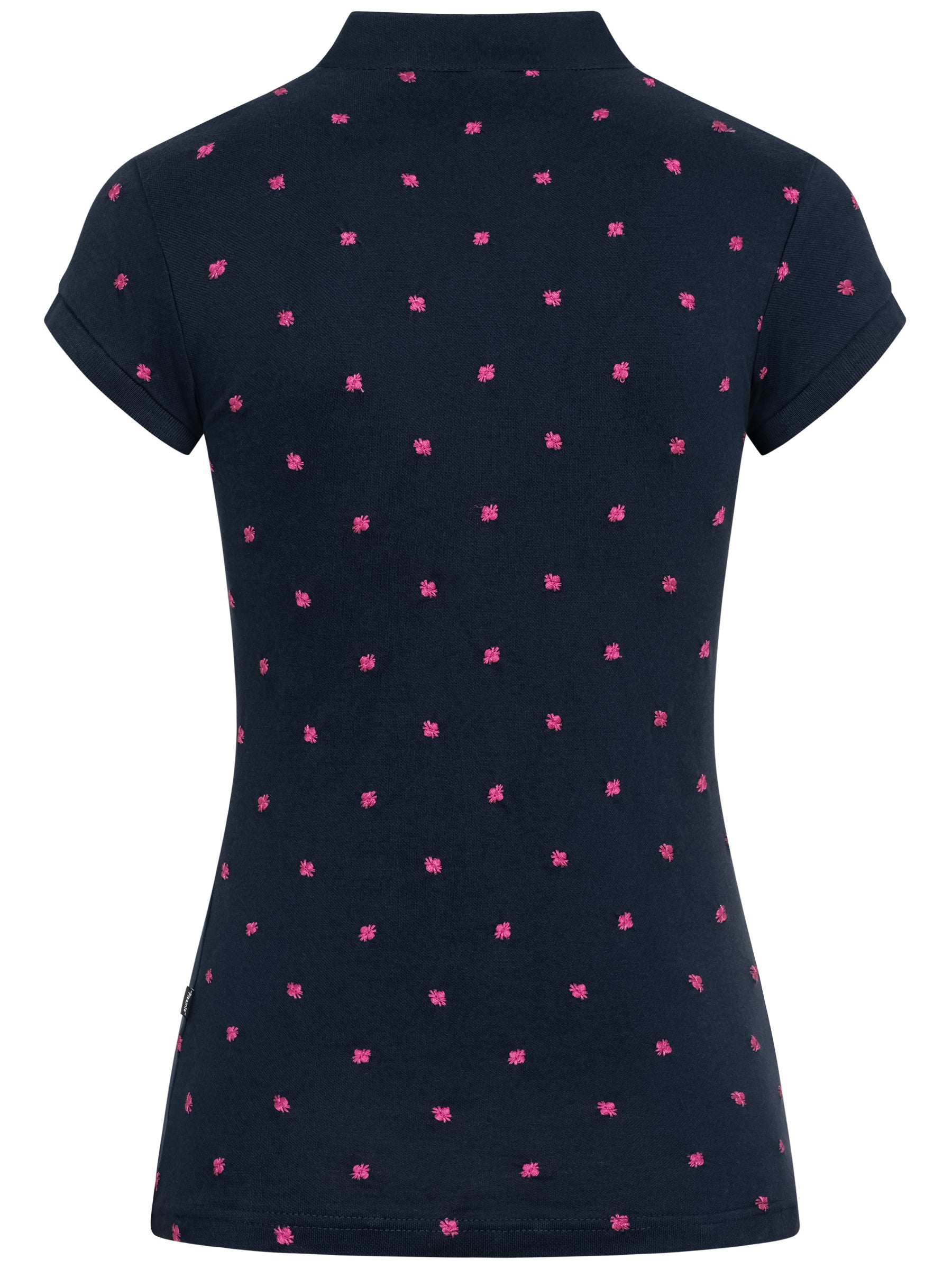 Pleamle Damen Polo Gezogene Knopfleiste Blau/Magenta