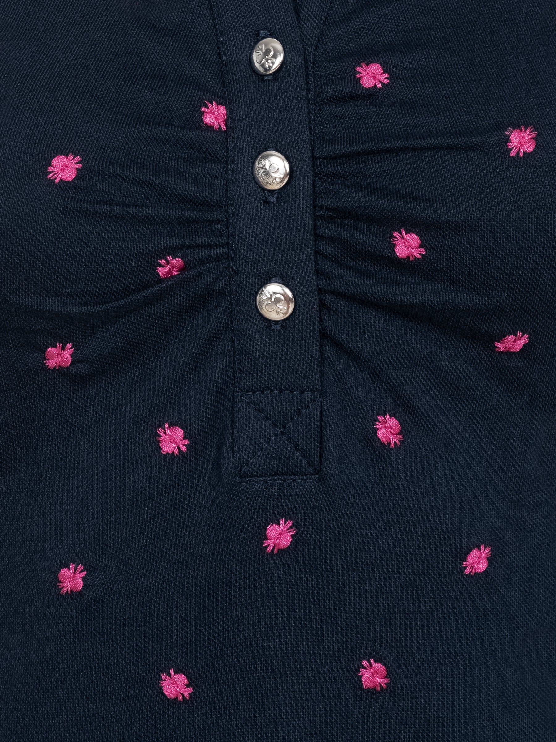Pleamle Damen Polo Gezogene Knopfleiste Blau/Magenta