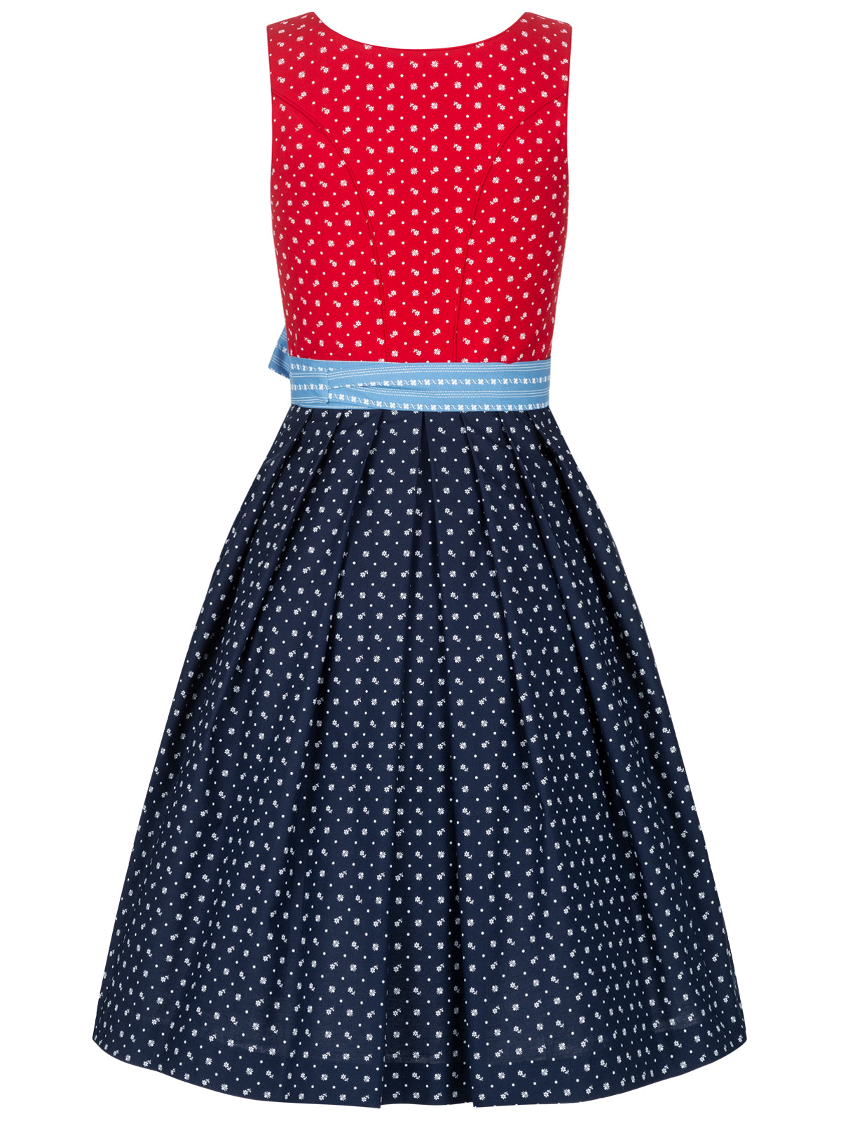 Pleamle Blaudruck Dirndl 65cm Rot/Blau