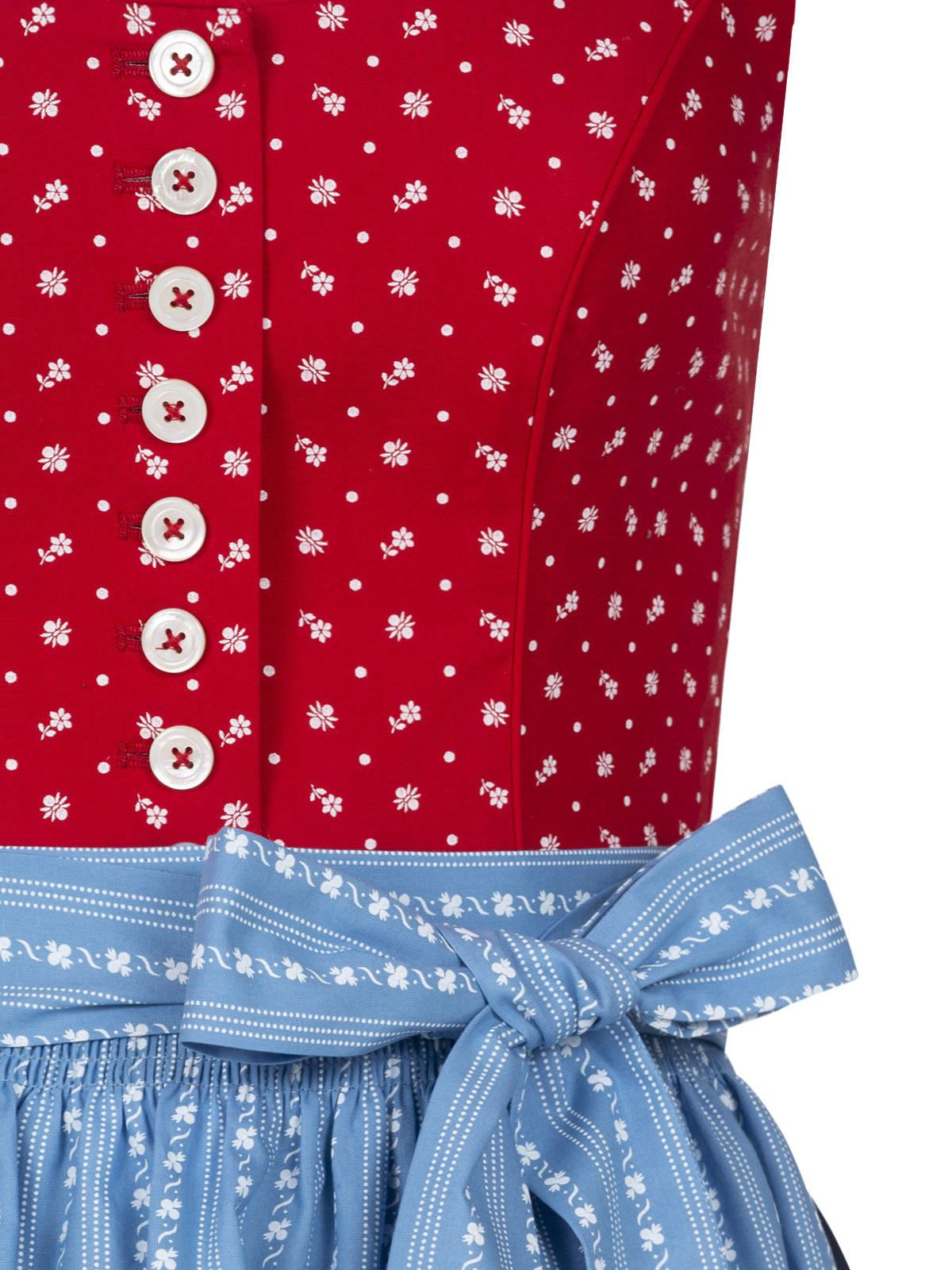 Pleamle Blaudruck Dirndl 65cm Rot/Blau