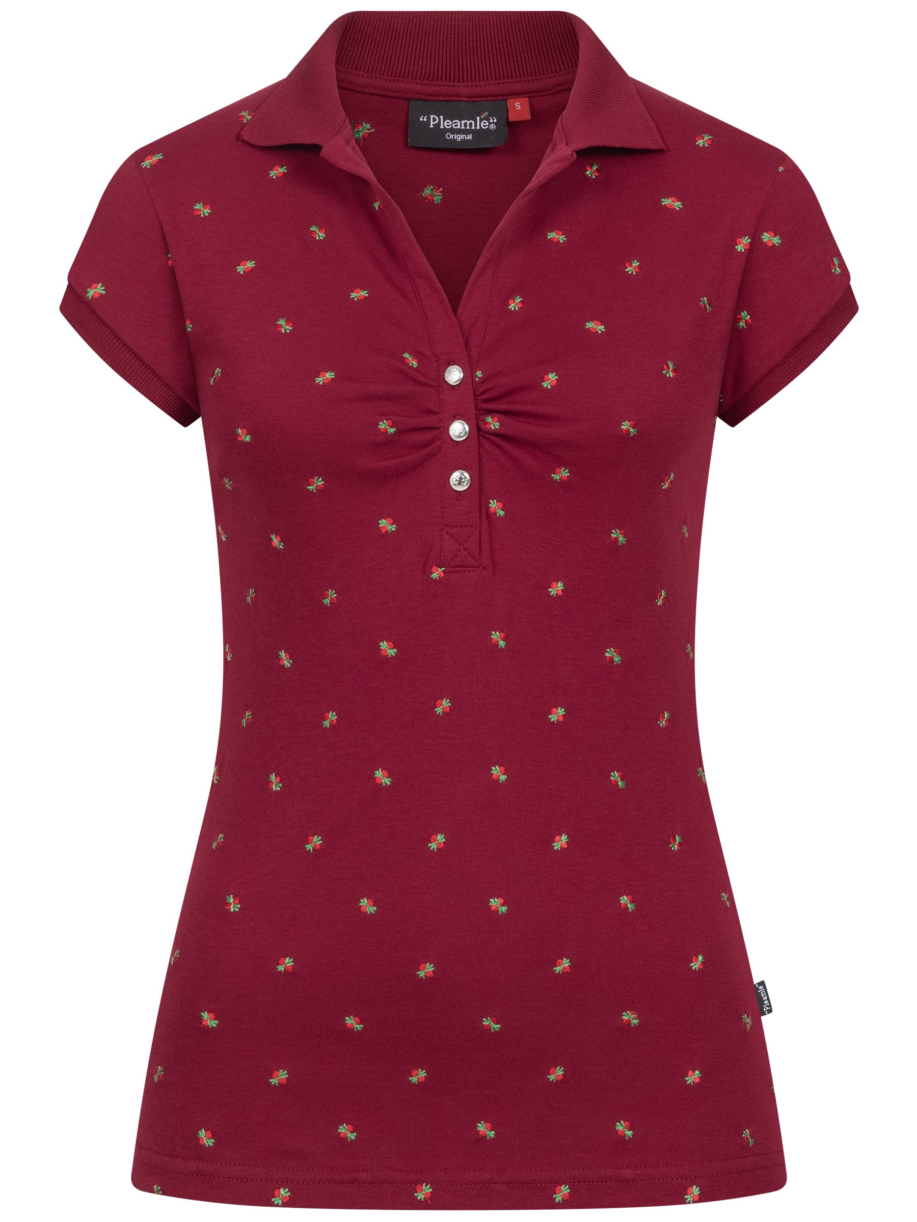 Pleamle Damen Polo Gezogene Knopfleiste Weinrot original