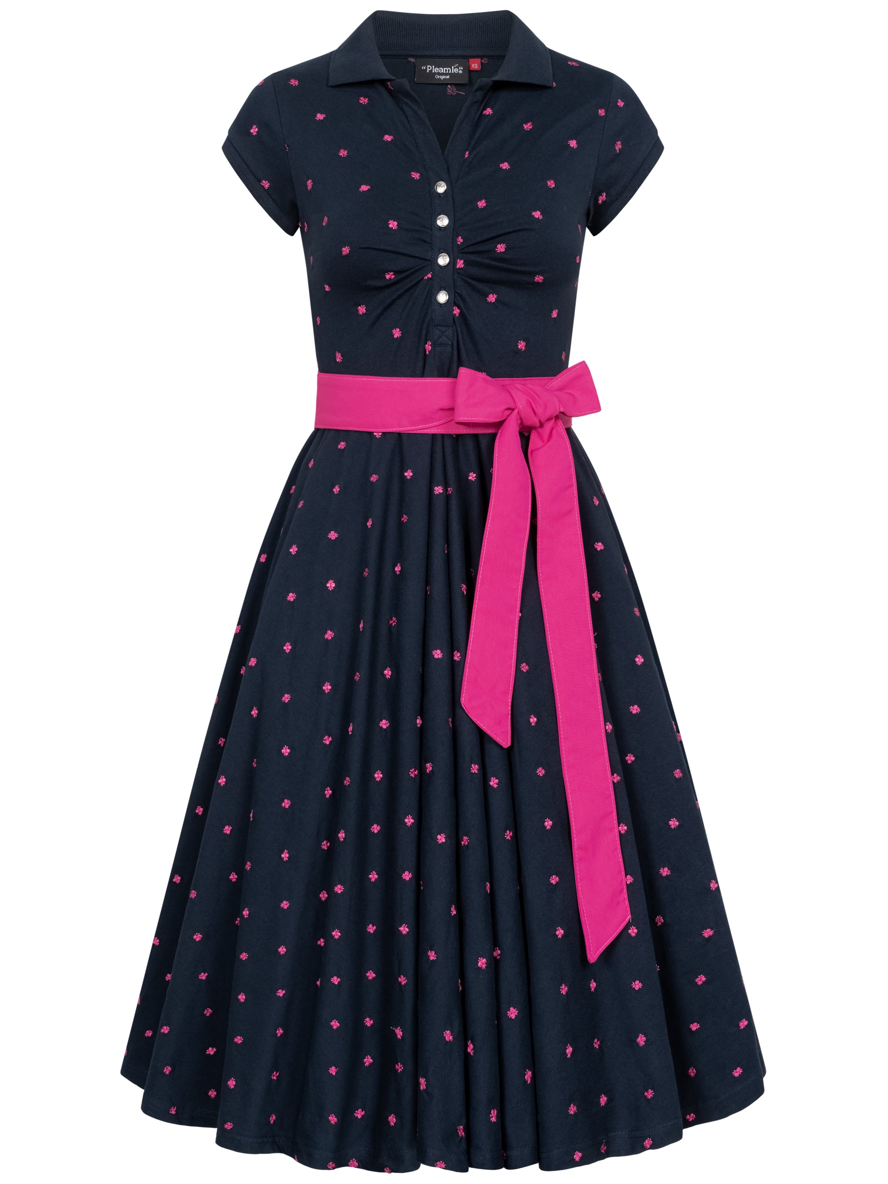 Pleamle Damen Tellerrock Kleid Blau/Magenta