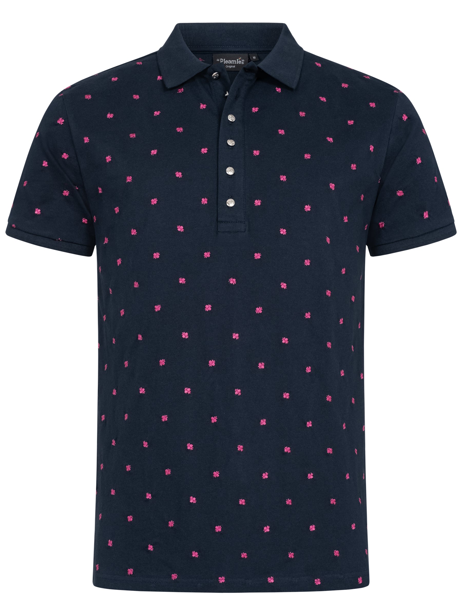 Pleamle Herren Polo Elasthan Blau/Magenta