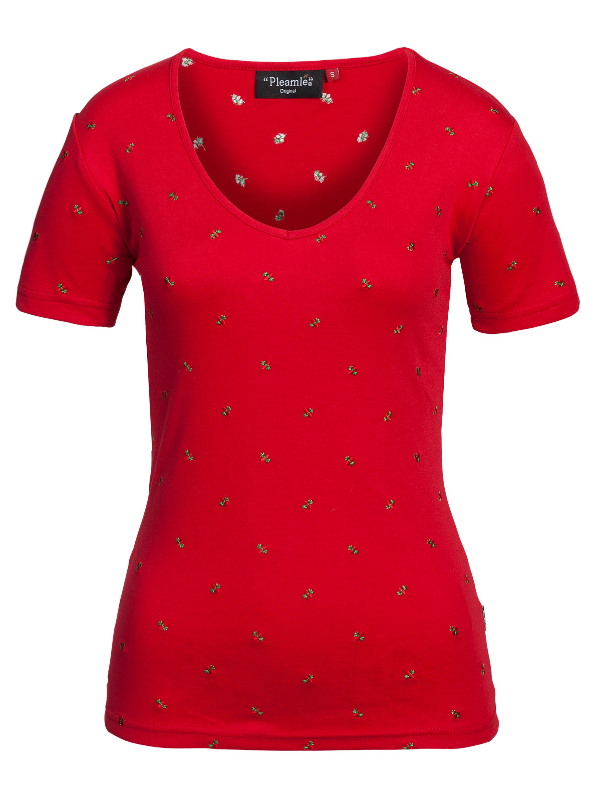 Pleamle Damen Shirt Herzausschnitt rot